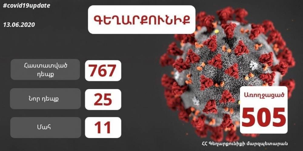 Գեղարքունիքի մարզում հաստատվել է կորոնավիրուսով վարակման 25 նոր դեպք․ արձանագրվել է մահվան 1 նոր դեպք