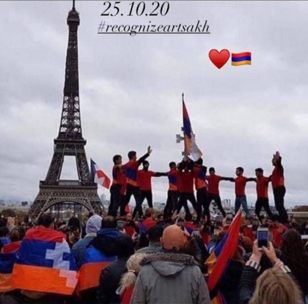 Ցույց Փարիզում՝ ի պաշտպանություն Արցախի (տեսանյութ)